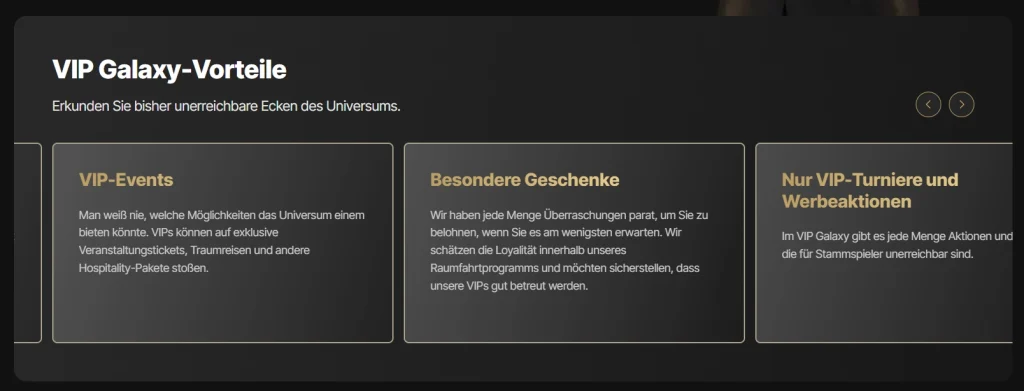JustCasino Casino VIP Galaxy Vorteile mit exklusiven Events und besonderen Belohnungen